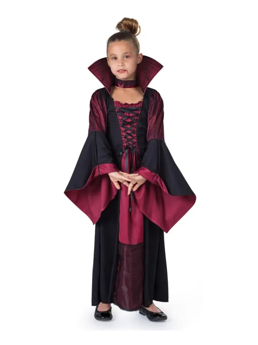 Детский костюм вампирши с платьем и ожерельем, модель Vampiress Dress & Necklace Costume Set Dress — изображение 6 из 6