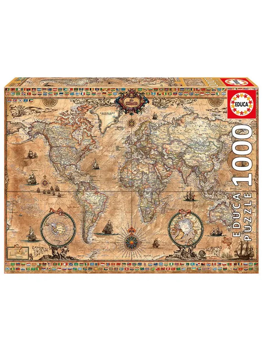 Пазл 1000 элементов Antique World Map Educa — мульти