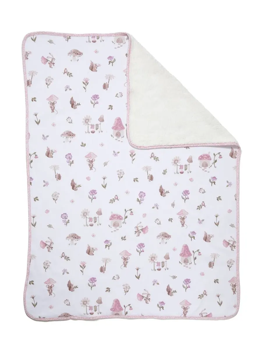 Детское одеяло для коляски Baby Girls Mushroom House Collection Jersey Sherpa Living Textiles — мульти