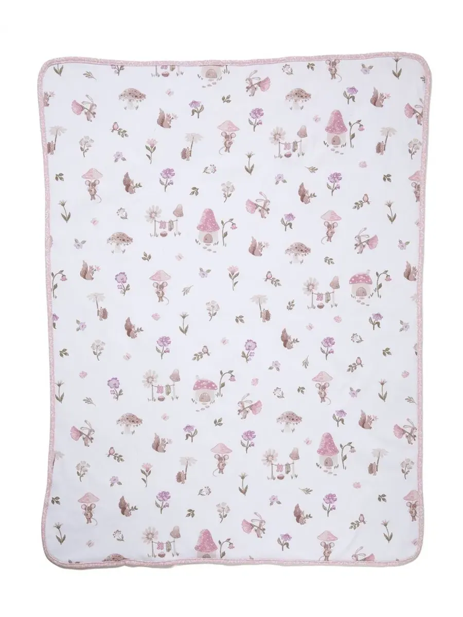 Детское одеяло для коляски Baby Girls Mushroom House Collection Jersey Sherpa Living Textiles — изображение 2 из 5, мульти