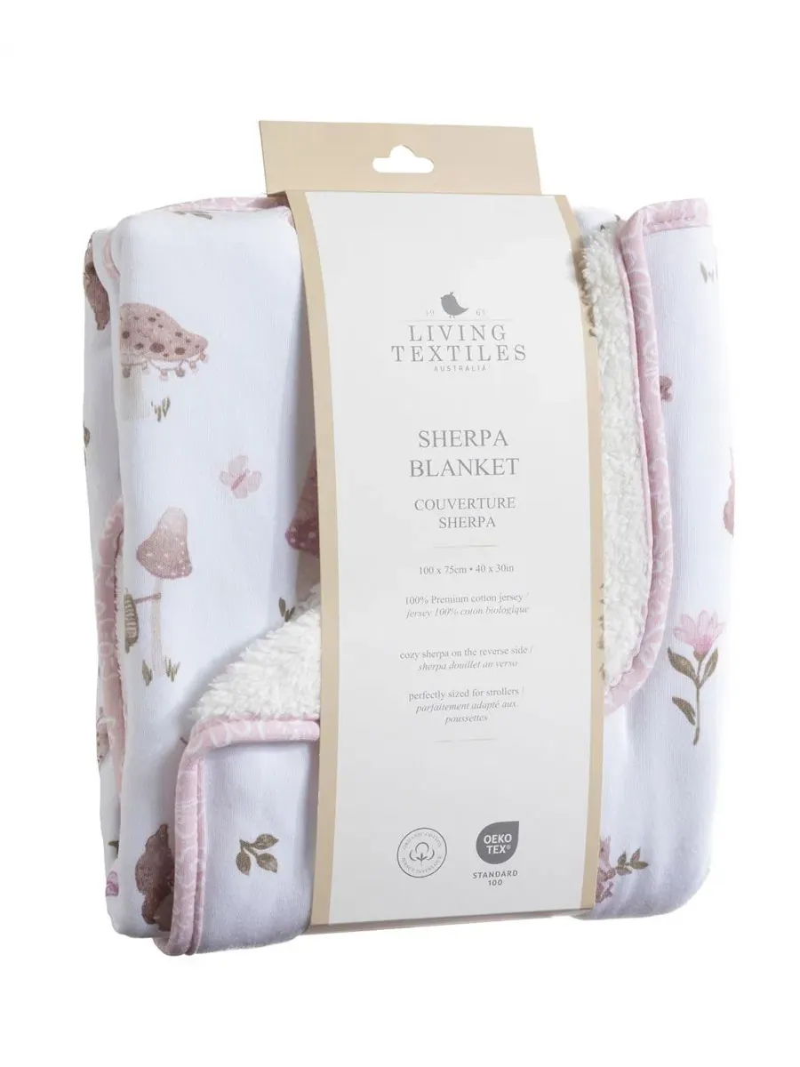 Детское одеяло для коляски Baby Girls Mushroom House Collection Jersey Sherpa Living Textiles — изображение 3 из 5, мульти