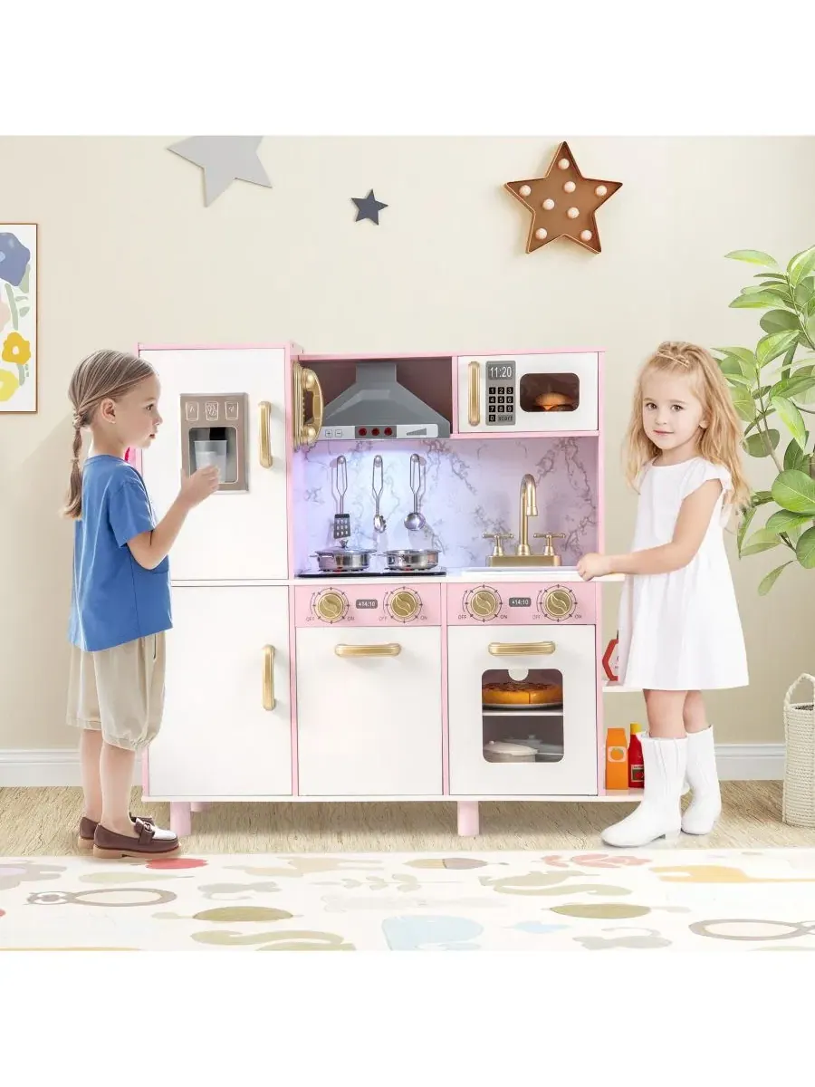 Кухонный игровой набор с льдогенератором и звуковыми эффектами. Для детей от 3 лет Slickblue — изображение 2 из 8, розовый