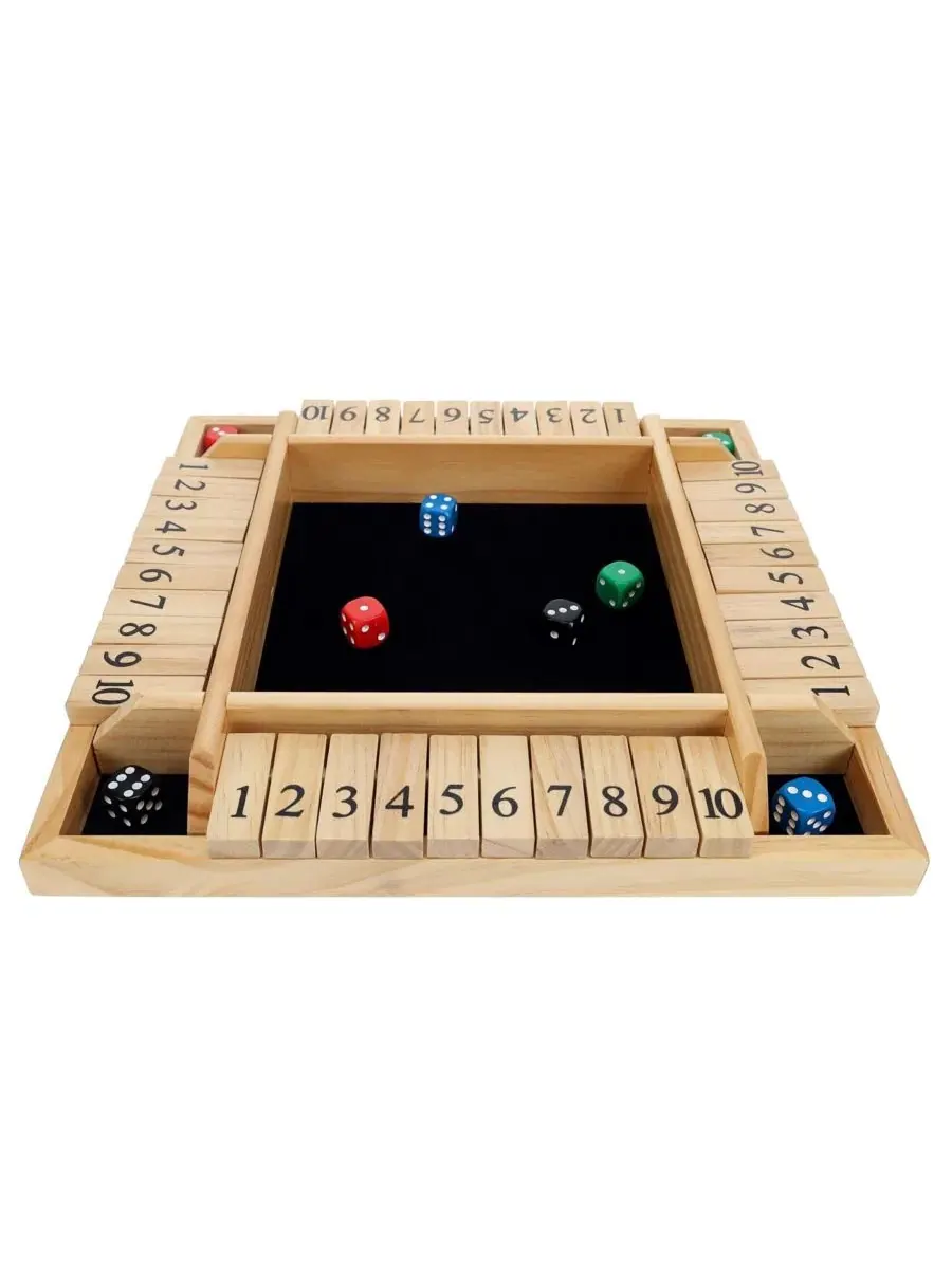 Настольная игра в кости Shut the Box для 4 игроков, изготовленная из натурального дерева, 30 см — изображение 3 из 7