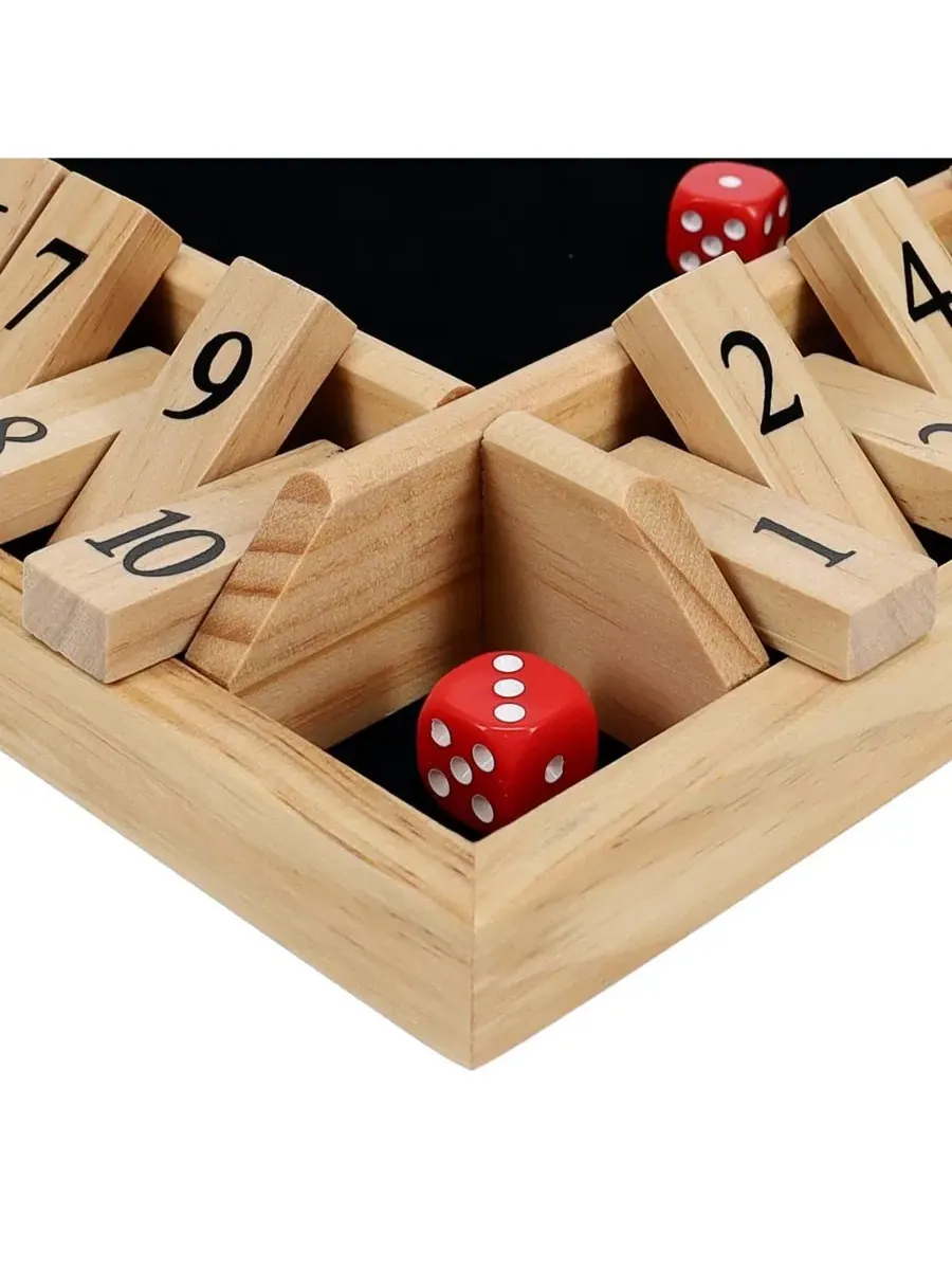 Настольная игра в кости Shut the Box для 4 игроков, изготовленная из натурального дерева, 30 см — изображение 5 из 7