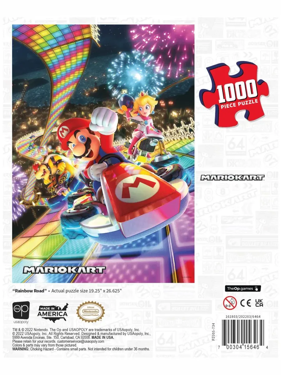 Пазл Usaopoly Kart Rainbow Road, 1000 деталей University Games — изображение 2 из 3, нет цвета