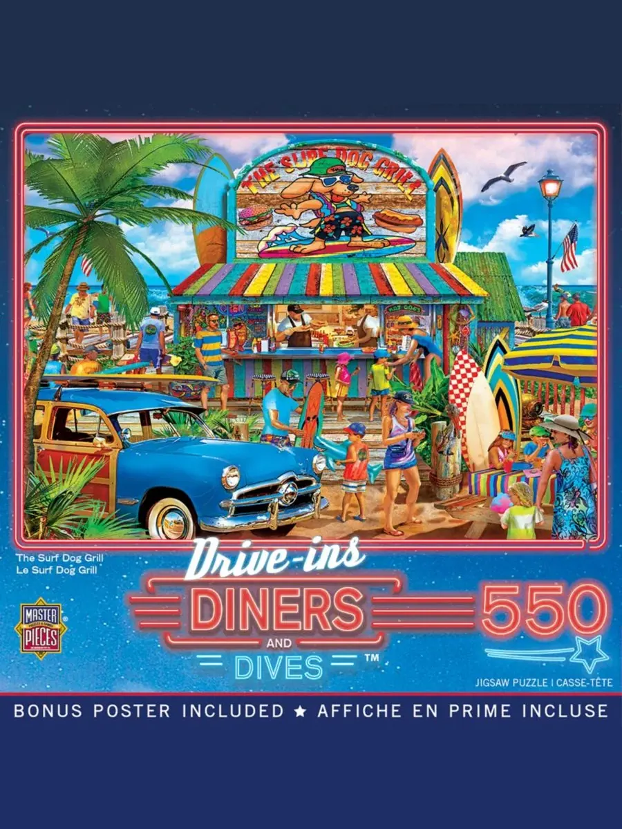 Пазл MasterPieces Drive-Ins, Diners & Dives - The Surf Dog Grill, 550 деталей Masterpieces Puzzles