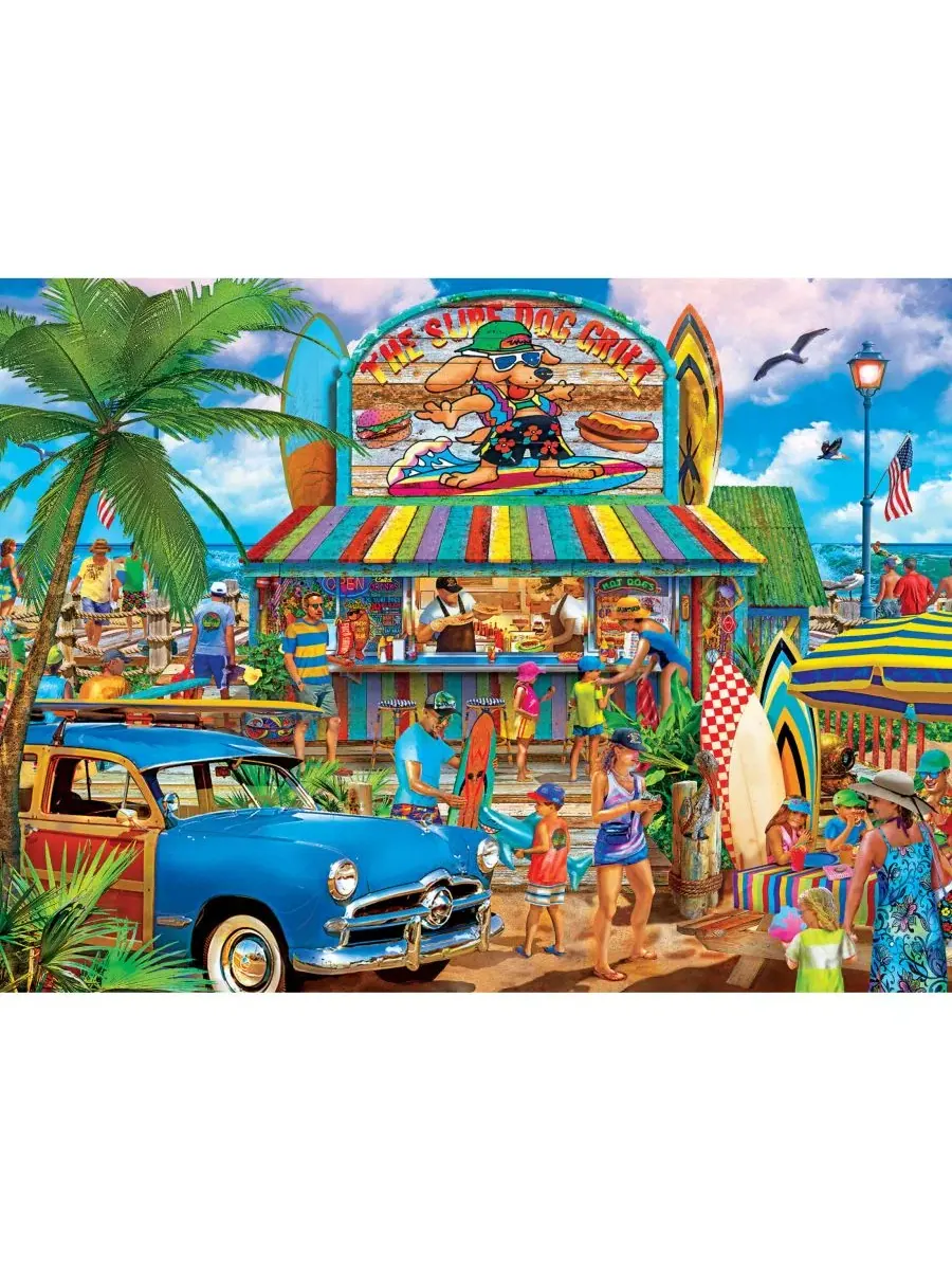 Пазл MasterPieces Drive-Ins, Diners & Dives - The Surf Dog Grill, 550 деталей Masterpieces Puzzles — изображение 2 из 3