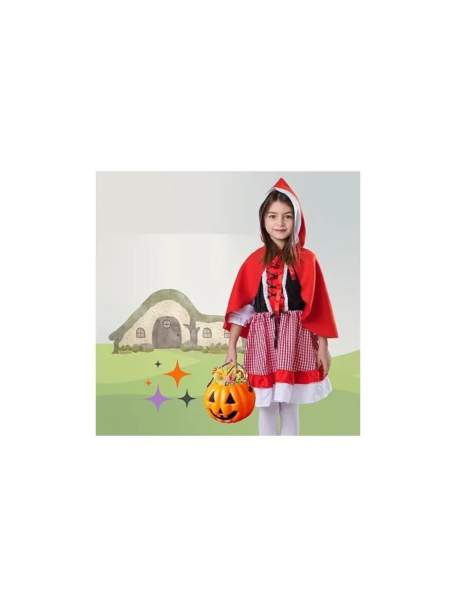 Костюм Красной Шапочки для девочек (детский) Dress Up America — изображение 3 из 4, красный/белый