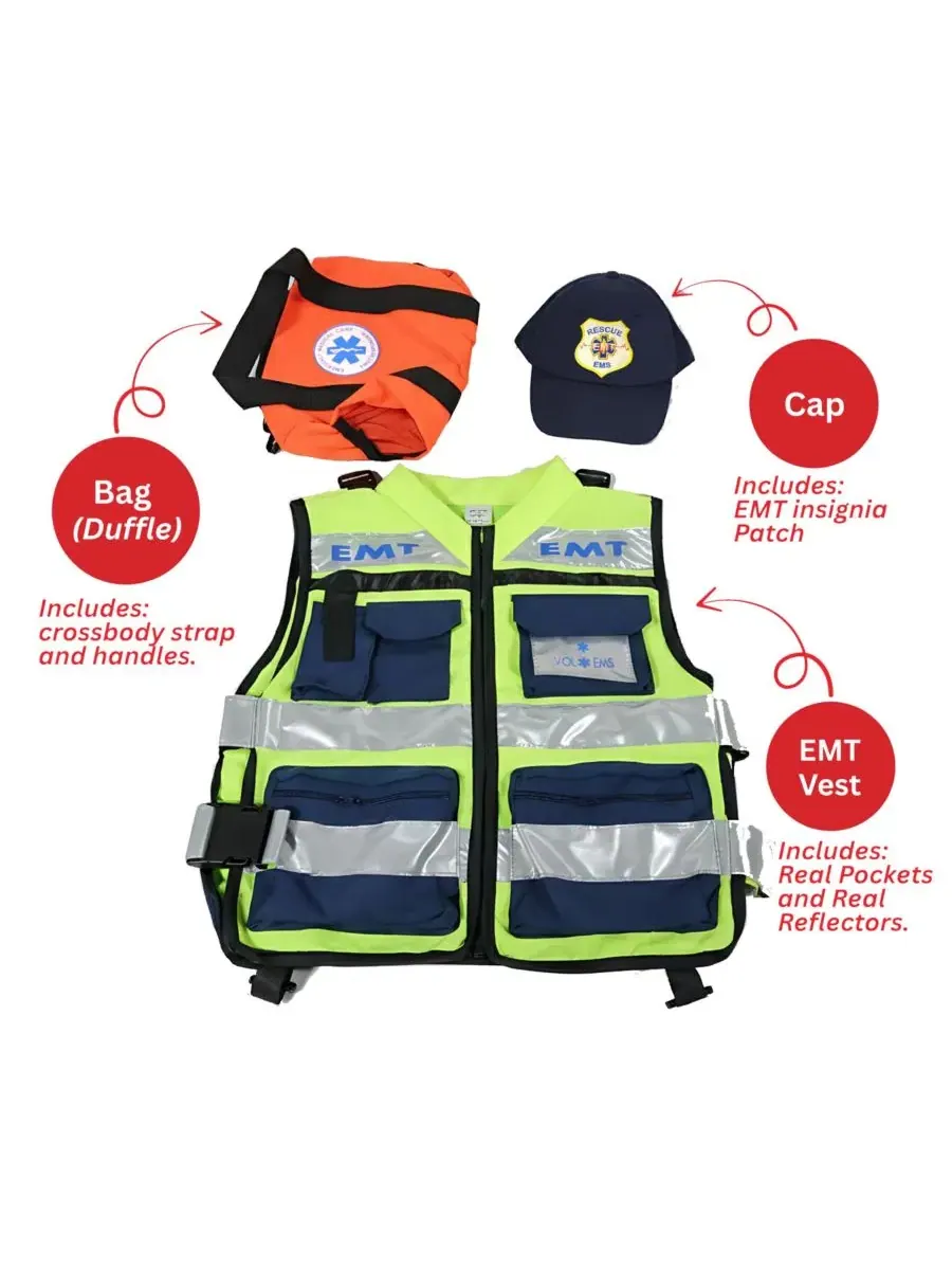 Детский костюм EMT с жилетом и кепкой, модель Hatzolah Dress Up America — изображение 3 из 3, нет цвета