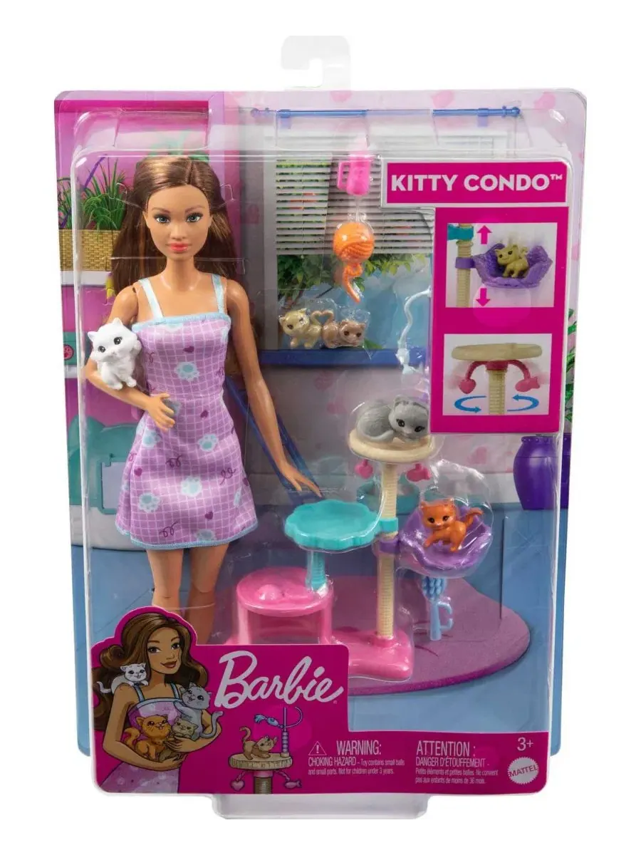 Игровой набор «Кукла-кошечка и питомец» Barbie — изображение 3 из 11, мульти