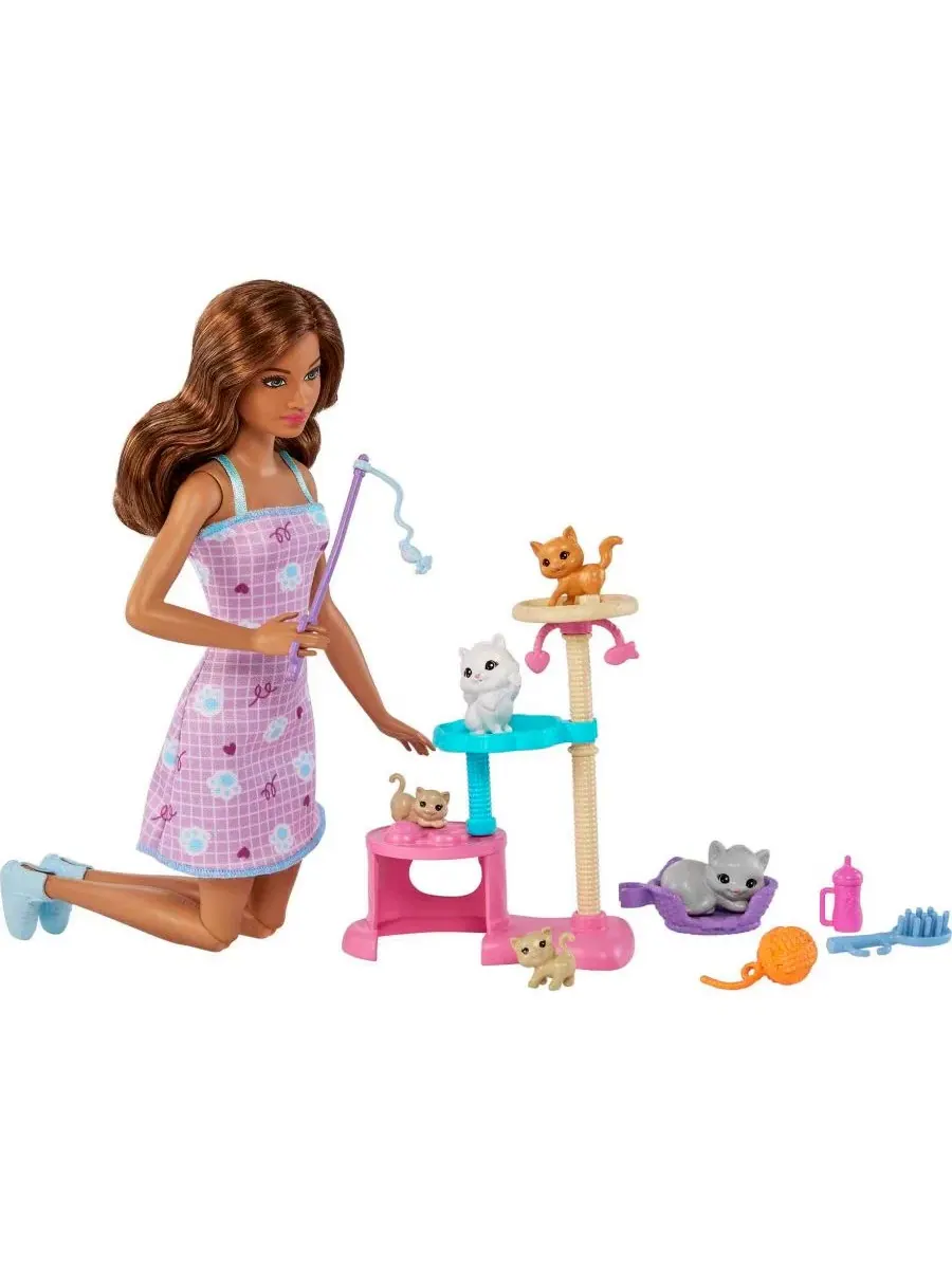 Игровой набор «Кукла-кошечка и питомец» Barbie — изображение 5 из 11, мульти