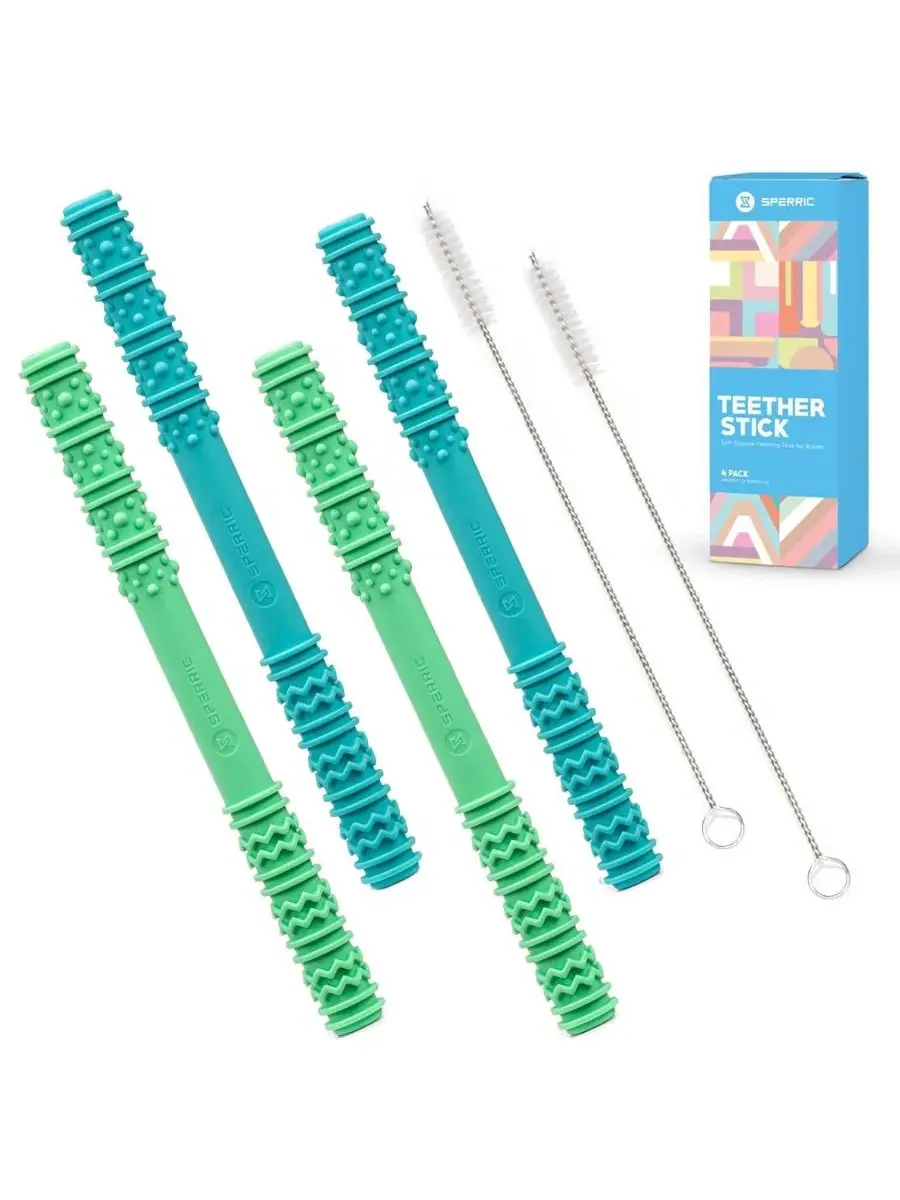 Прорезыватели для зубов Baby Hollow Teething Tubes - мягкие силиконовые палочки для прорезывания