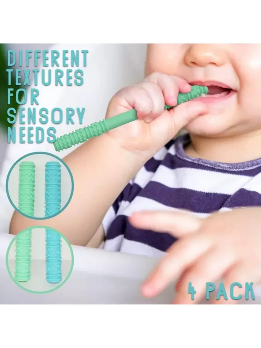 Прорезыватели для зубов Baby Hollow Teething Tubes - мягкие силиконовые палочки для прорезывания — изображение 2 из 5, синий