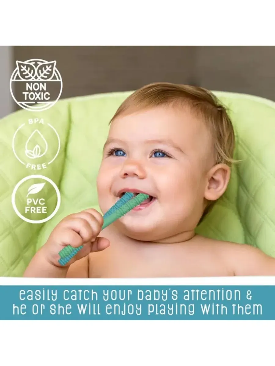 Прорезыватели для зубов Baby Hollow Teething Tubes - мягкие силиконовые палочки для прорезывания — изображение 3 из 5, синий