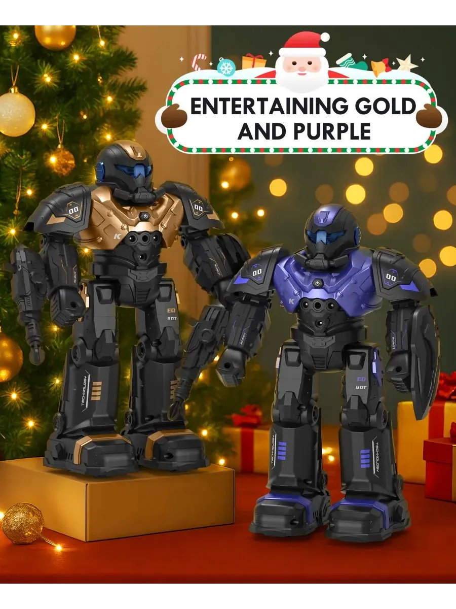 Игрушечный радиоуправляемый робот, программируемый робот с управлением жестами, говорящий — изображение 10 из 10, фиолетовый