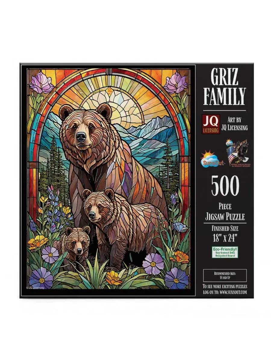 Пазл Griz Family Stained Glass Bears, 500 деталей SunsOut — изображение 3 из 5, нет цвета
