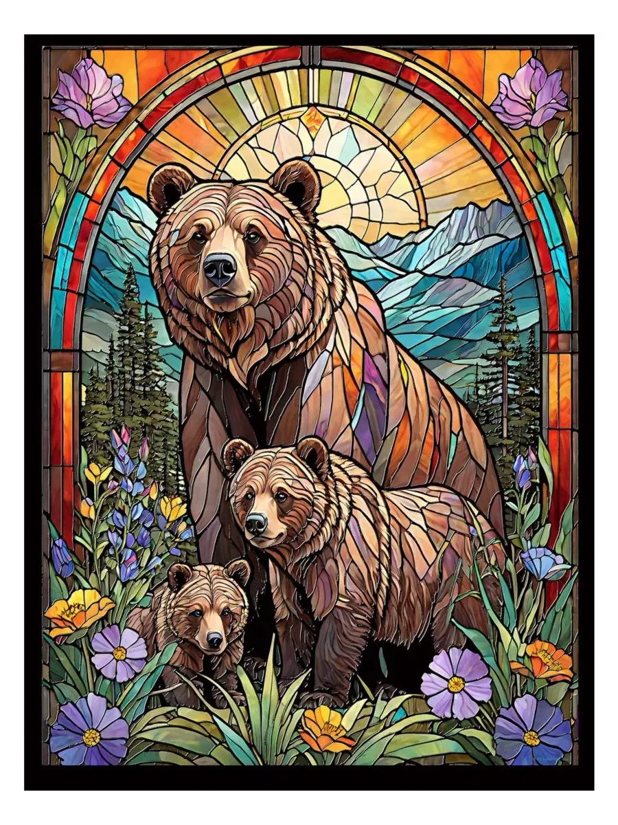 Пазл Griz Family Stained Glass Bears, 500 деталей SunsOut — изображение 4 из 5, нет цвета