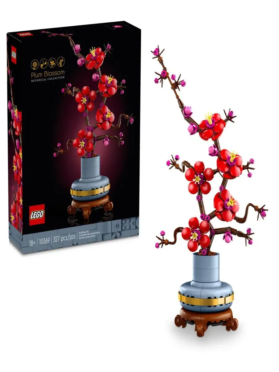 Конструктор LEGO Icons Цветущая слива для украшения офиса, 327 деталей