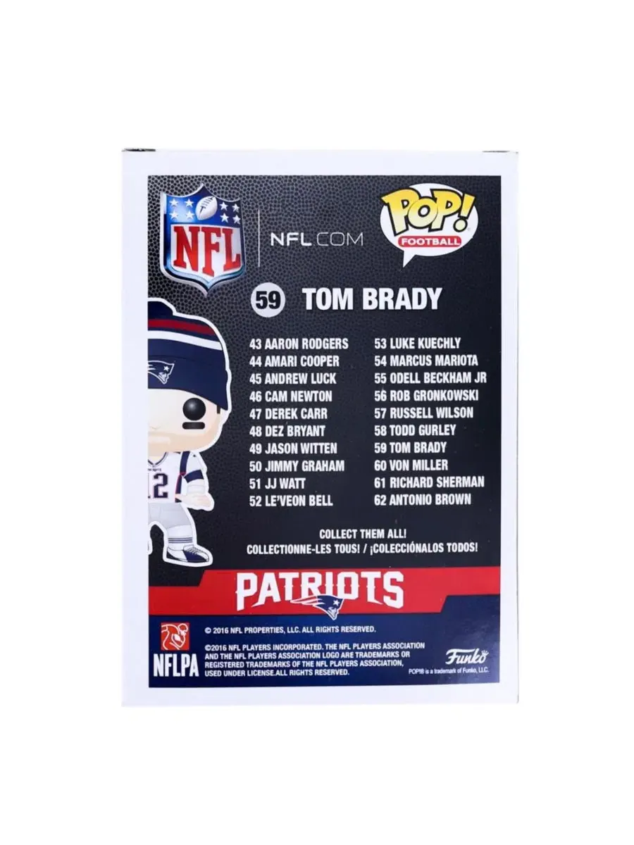 Фигурка Тома Брэди из команды New England Patriots (НФЛ) 2016 года, оценка AFA 9.0 Funko — изображение 4 из 4, нет цвета