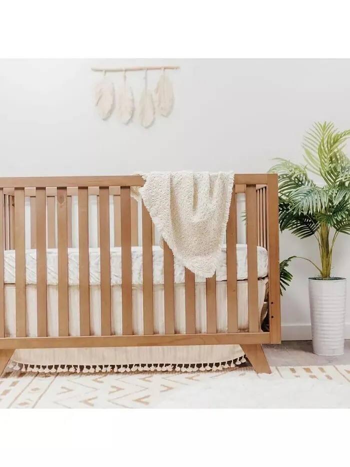 Овсяное вязаное одеяло в стиле бохо Crane Baby — изображение 3 из 6, белый