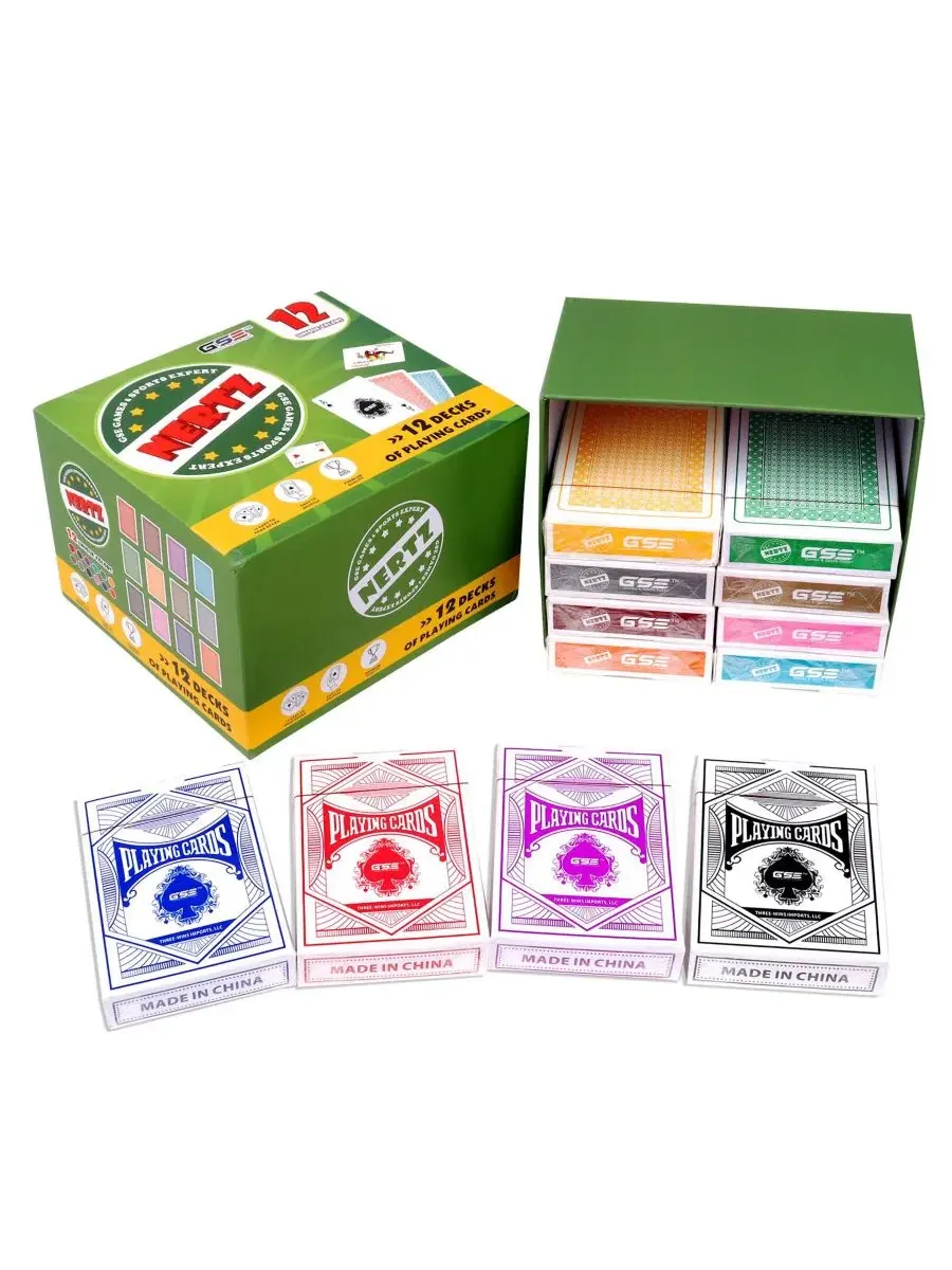 Набор карточных игр Nertz из 12 колод, разноцветные игральные карты для покера, блэкджека, рамми