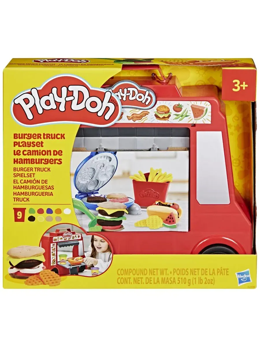 Игровой набор Play-Doh Burger Truck Playset Burger Truck, 9 цветов, 510 г — изображение 11 из 12, нет цвета
