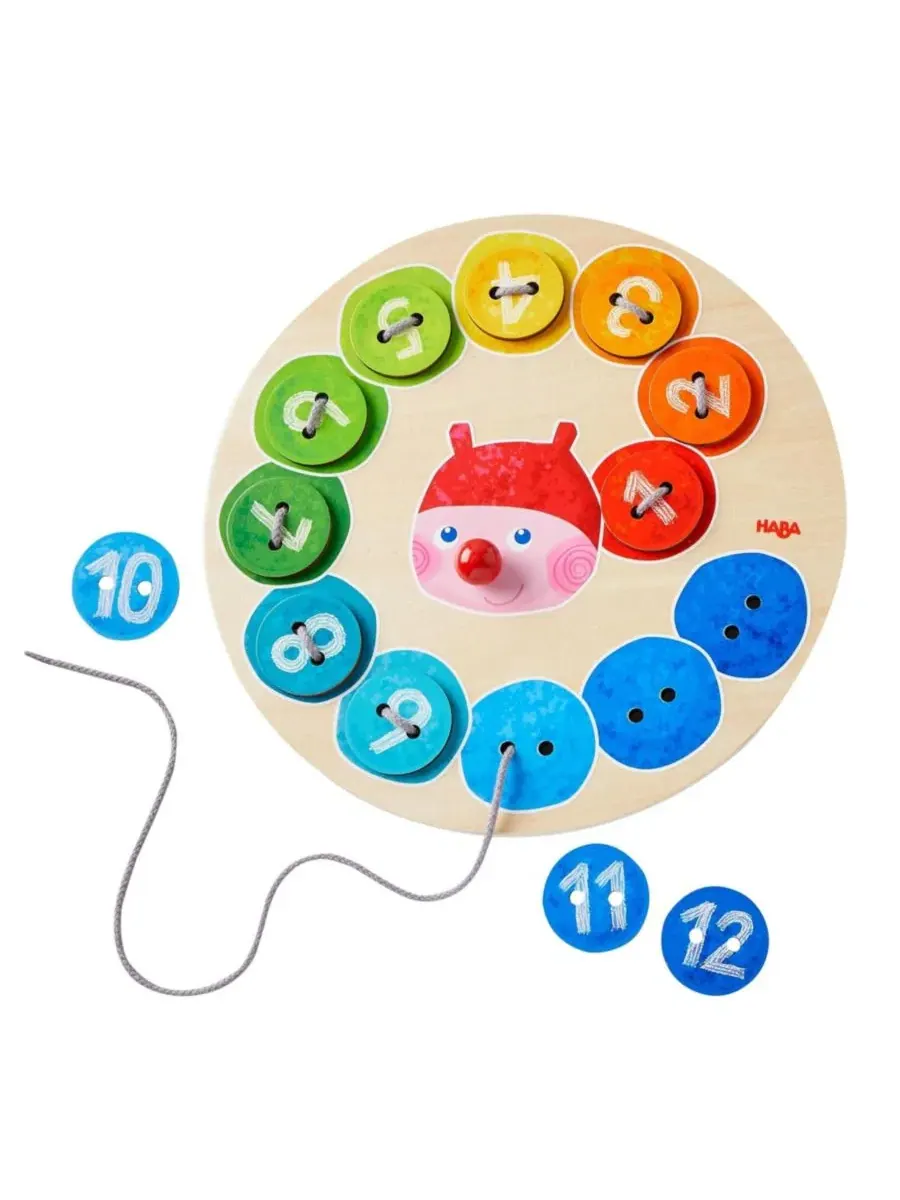 Развивающая игрушка-шнуровка Rainbow Caterpillar с деревянными деталями Haba