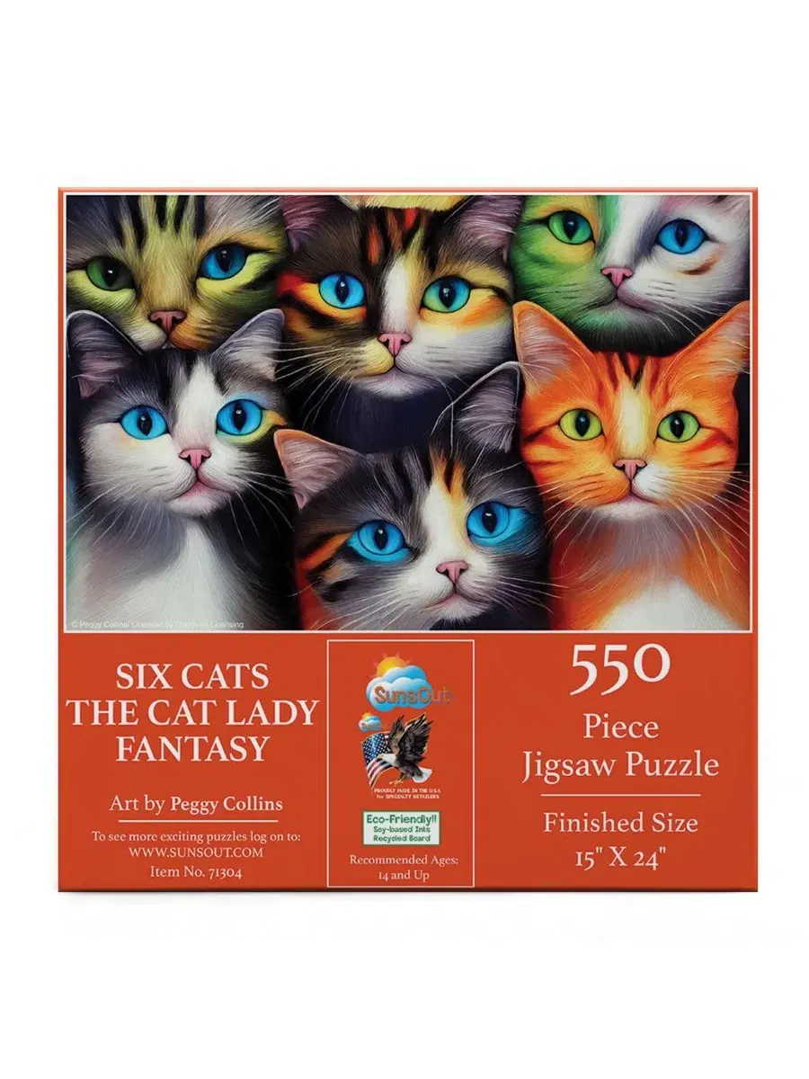 Пазл 550 элементов Six Cats the Cat Lady Fantasy SunsOut, 38 x 61 см — изображение 3 из 5, нет цвета