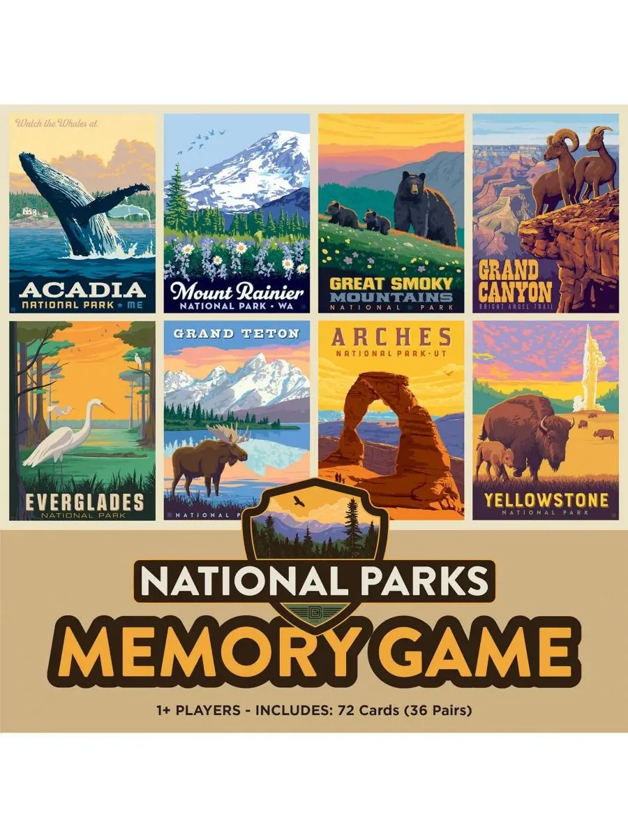 Настольная игра Мемо «Национальные парки» MasterPieces, 72 карточки