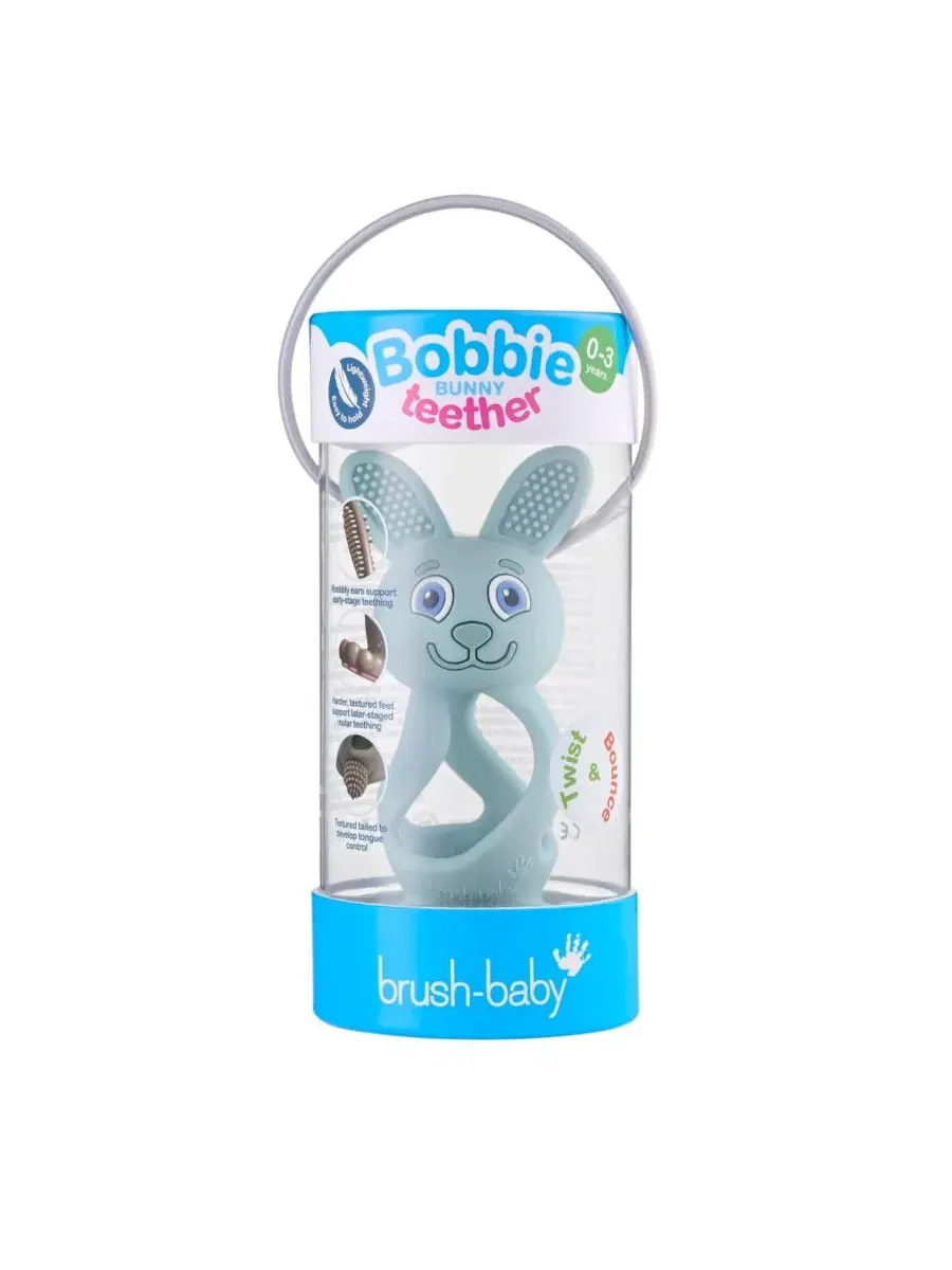 Детский прорезыватель для зубов Bobbie Bunny, эвкалиптово-зеленый, Игрушка-прорезыватель с функцией — изображение 8 из 10