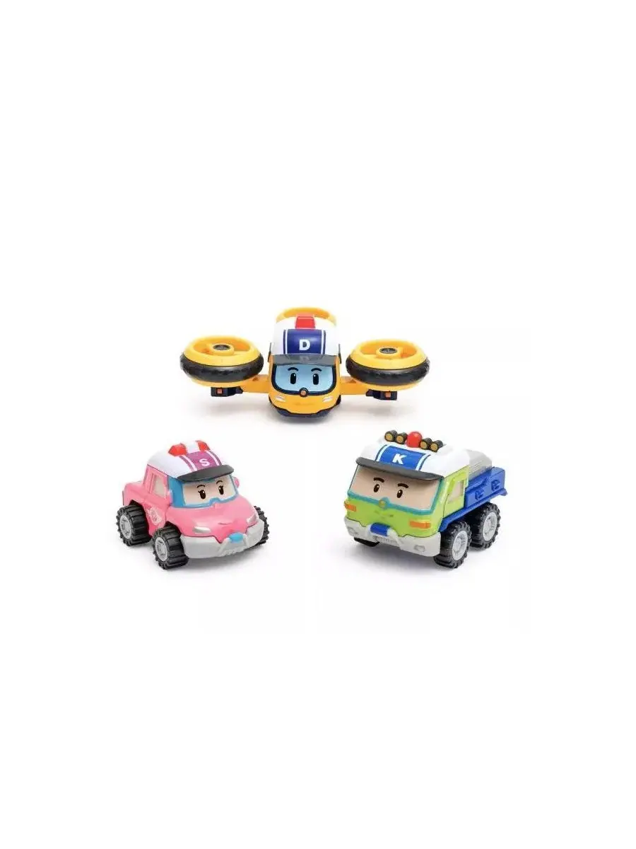 Набор игрушечных машинок с персонажами Droney, Sandy, Keaton Robocar Poli