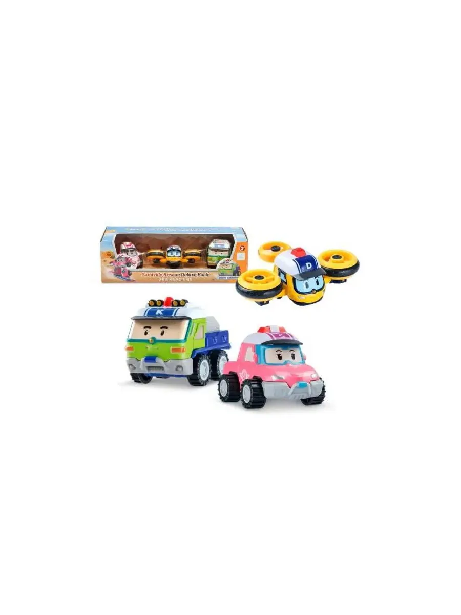 Набор игрушечных машинок с персонажами Droney, Sandy, Keaton Robocar Poli — изображение 2 из 11, нет цвета