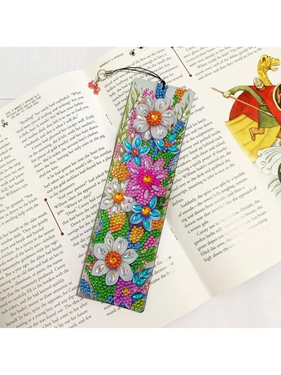 Набор для творчества «Painting Bookmark DIY Kit» с алмазной вышивкой GNUADZ, Four Flower — изображение 3 из 4