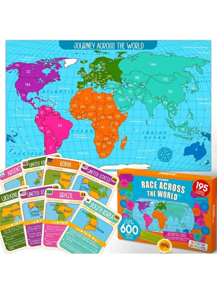 Настольная игра для детей и семьи с карточками и кубиками, World Quokka