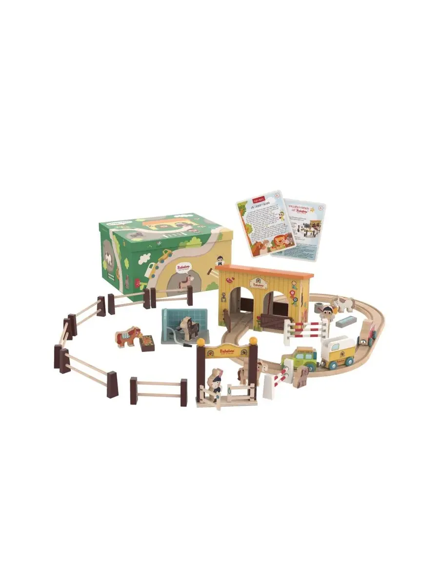 Деревянный игровой набор с конюшней и поездом Bababoo and friends, Horse Stable Play World, Open — изображение 5 из 6