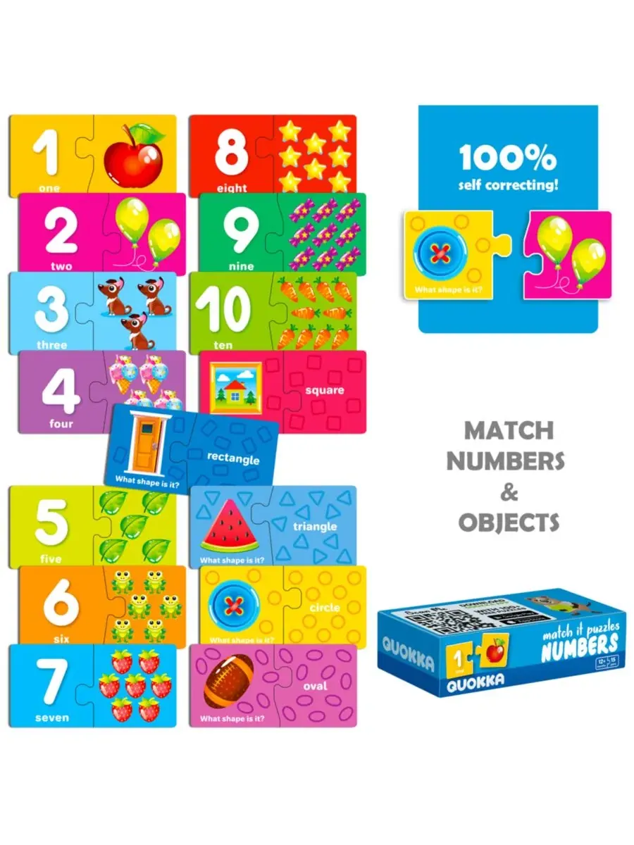 Обучающий набор пазлов для малышей 5X MEGASET, Numbers, Animals, Opposites Quokka, Cartoonish — изображение 7 из 8