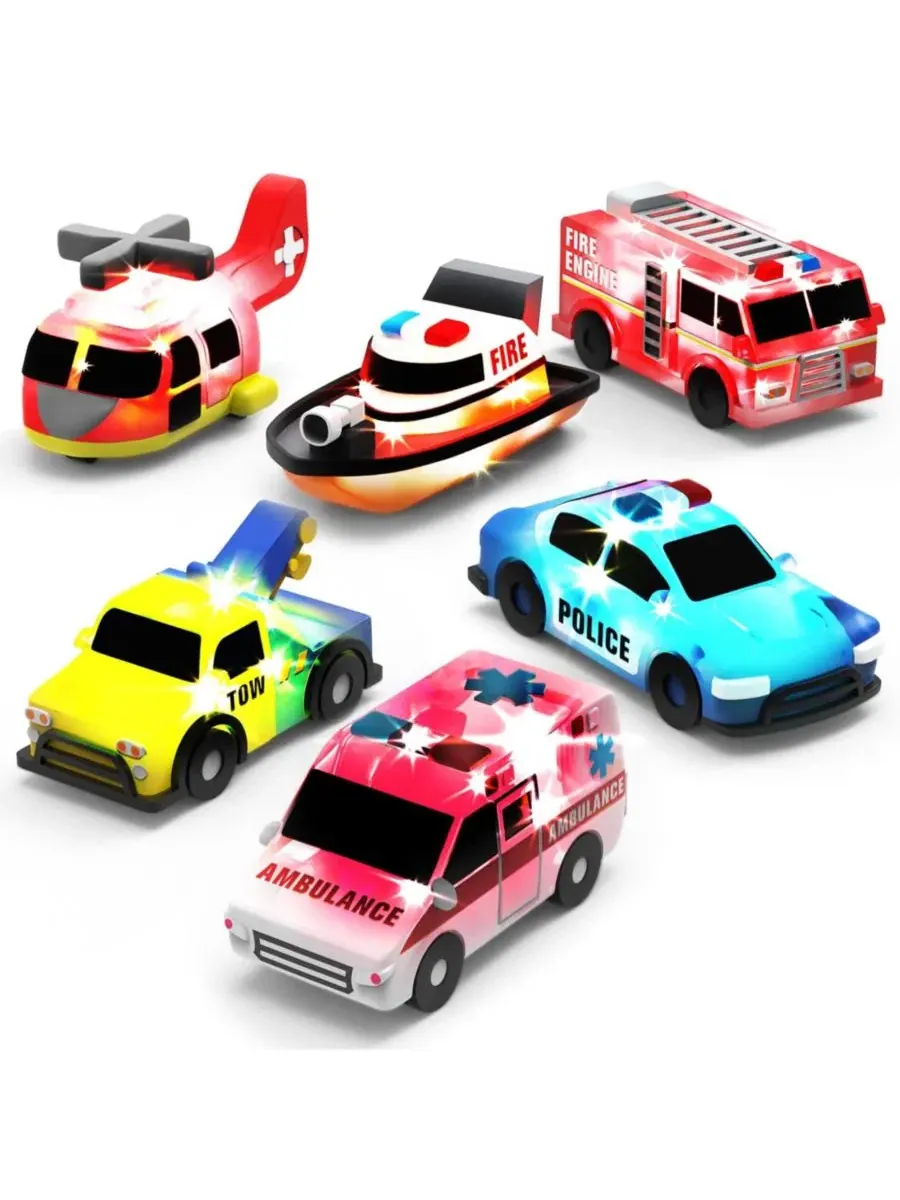 Набор из 6 светящихся игрушек для ванной Emergency Cars GNUADZ, Emergency