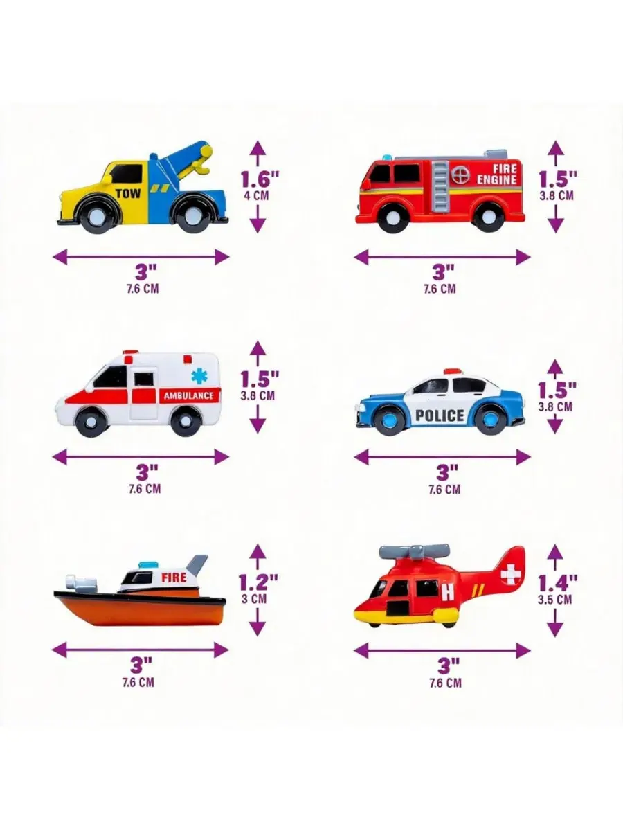Набор из 6 светящихся игрушек для ванной Emergency Cars GNUADZ, Emergency — изображение 3 из 4