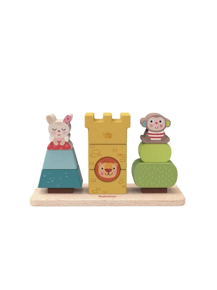 Развивающая игрушка деревянная для малышей, 13 деталей, Friends Stacking Toy Bababoo and friends