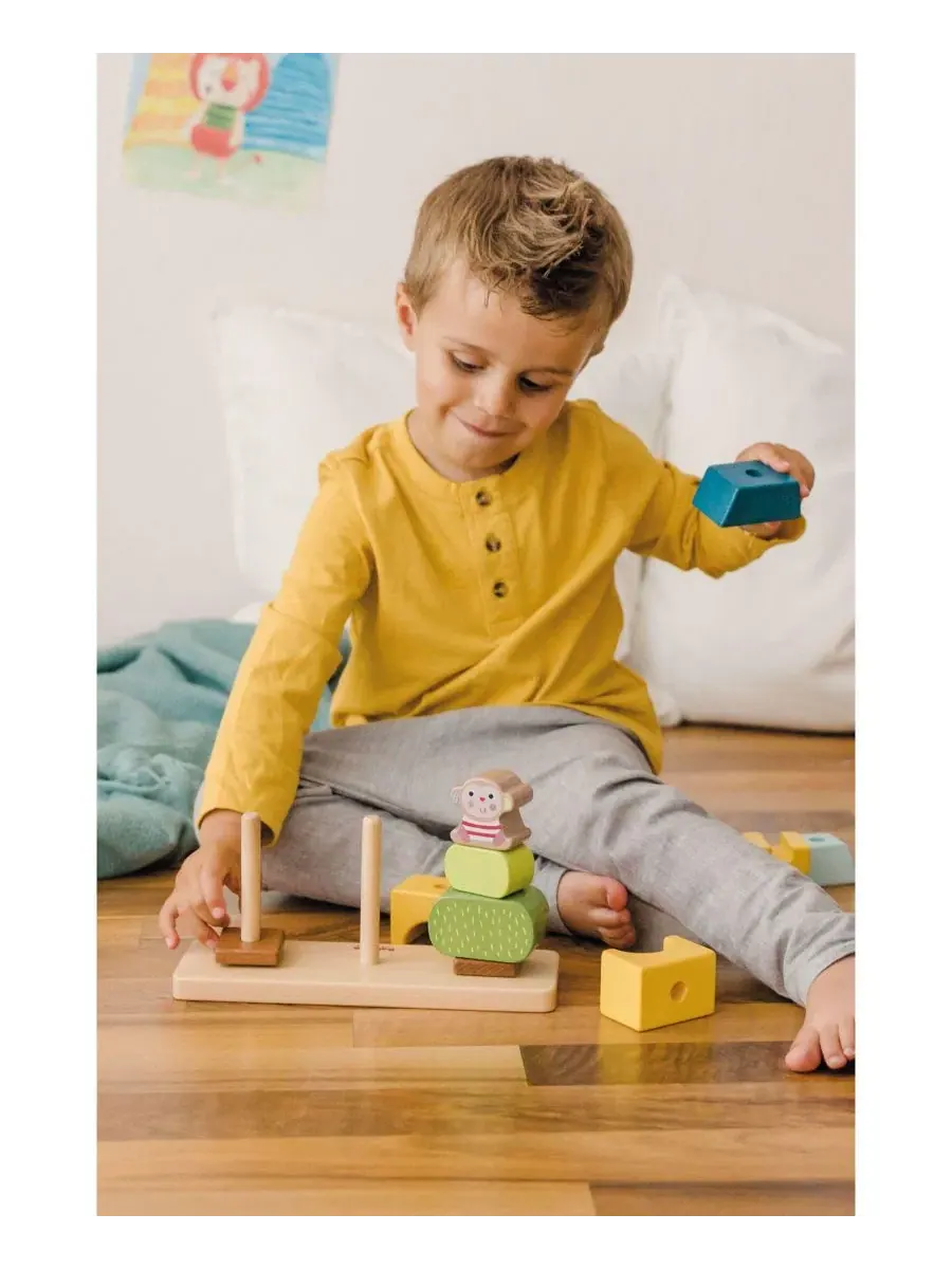Развивающая игрушка деревянная для малышей, 13 деталей, Friends Stacking Toy Bababoo and friends — изображение 3 из 6