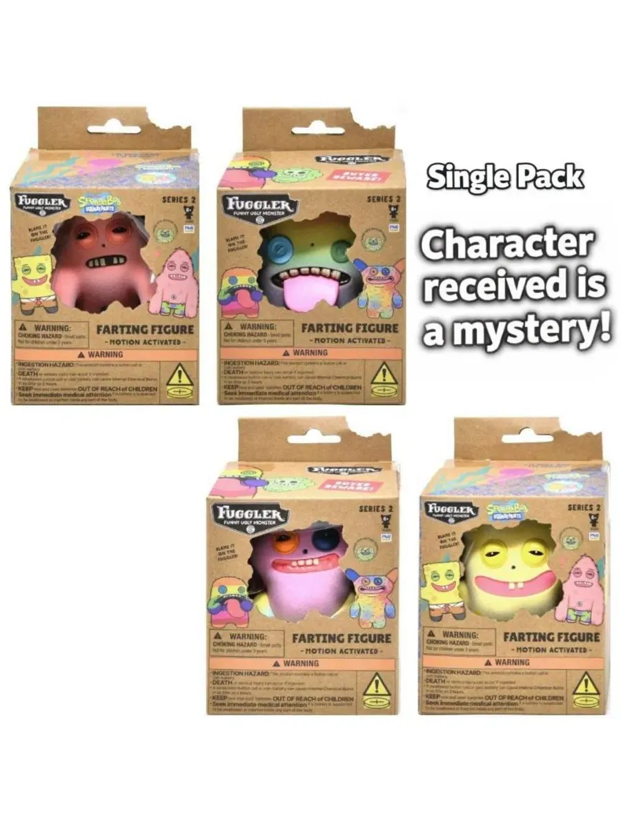 Коллекционная фигурка Fuggler Fating SpongeBob Random, 3.5 дюйма Fuggler, Assorted Pre-Pack — изображение 4 из 4