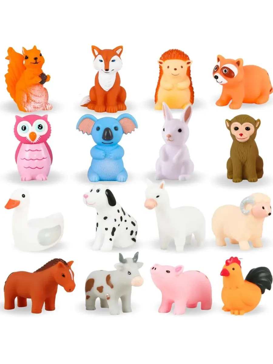 Набор игрушек для ванны из 16 животных, без отверстий, PVC GNUADZ, 16 Animal Combo
