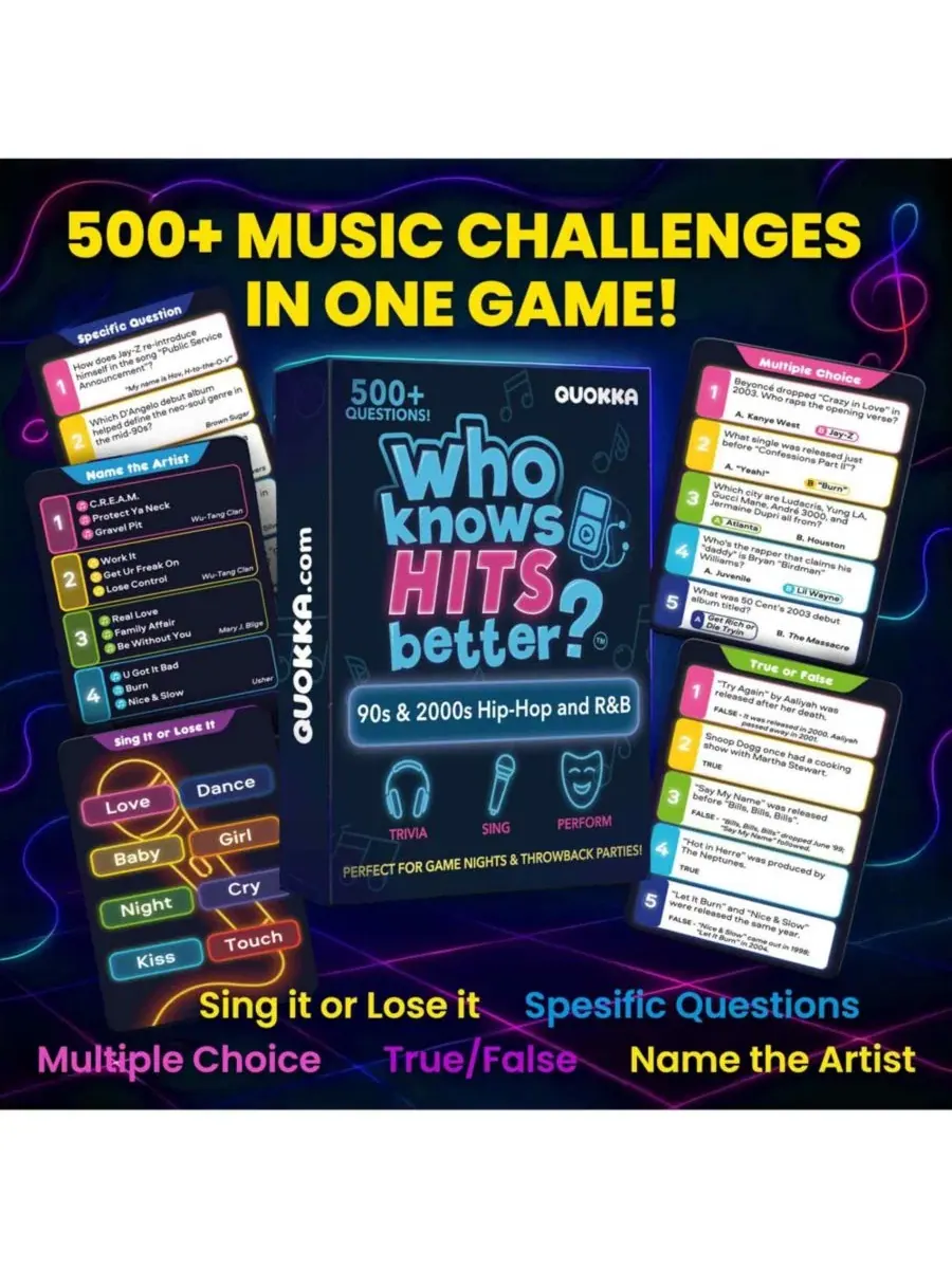 Настольная игра-викторина 500+ вопросов Who Knows Hits Better? Quokka, Hits Rnb — изображение 2 из 6