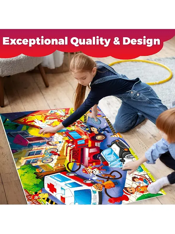 Гигантские напольные пазлы размером 2x3 фута для детей 4-6 лет Quokka, firetruck — изображение 4 из 4