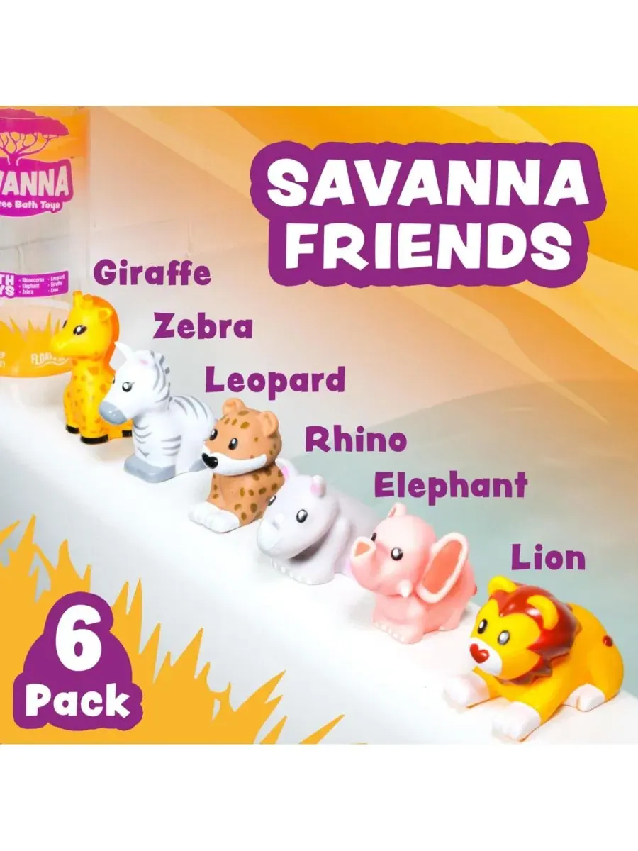 Набор игрушек для ванной «Savanna» из 6 фигурок животных, бренд GNUADZ, Savanna — изображение 3 из 4