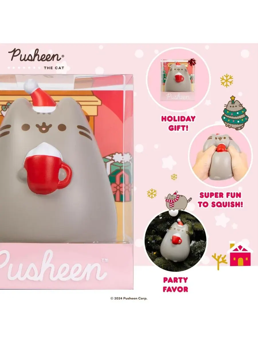 Мягкая игрушка-антистресс Squishy Jumbo Toy Pusheen Figure Santa Hat Christmas Hamee, Santa Hat — изображение 3 из 6