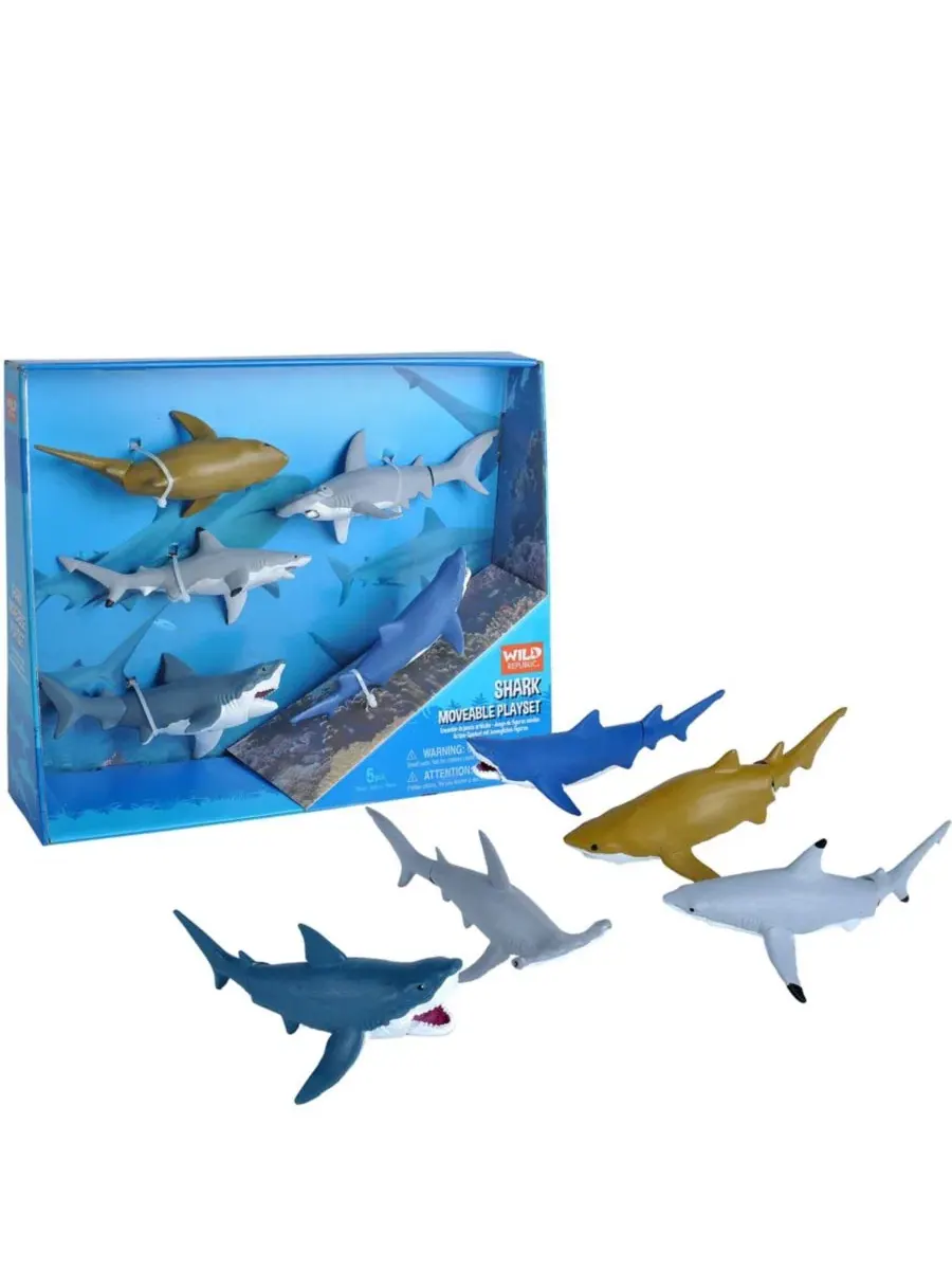 Набор фигурок акул Moveable Box Set Shark, 5 предметов Wild Republic, Open Miscellaneous — без цвета
