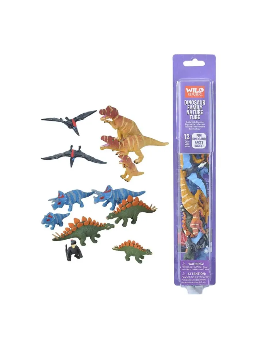 Набор фигурок динозавров, 12 шт., Nature Tube Dinosaur Family Wild Republic — без цвета