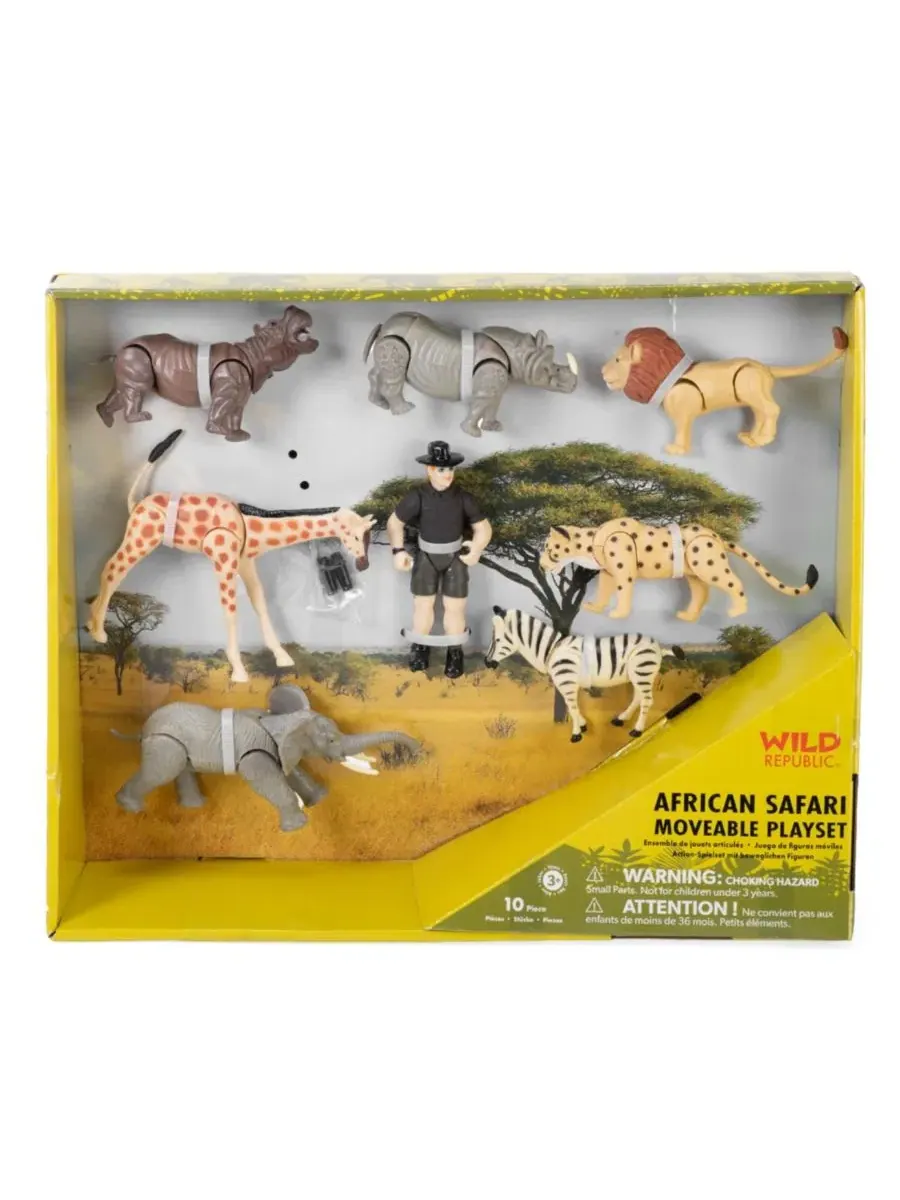 Набор игровой Safari с подвижными фигурками, 8 видов африканских животных и гид Wild Republic — изображение 3 из 3