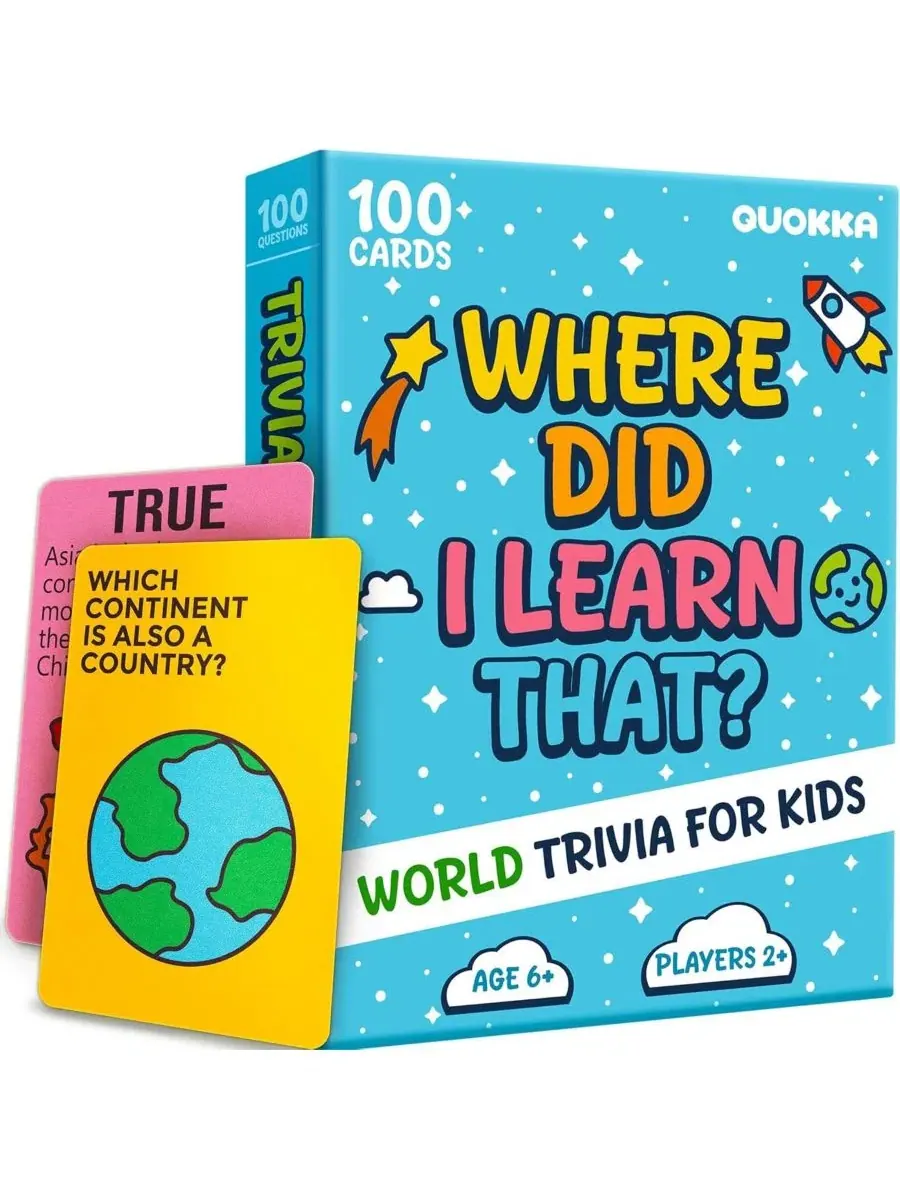 Настольная игра-викторина для детей 4+ лет, 100 карточек Quokka, World